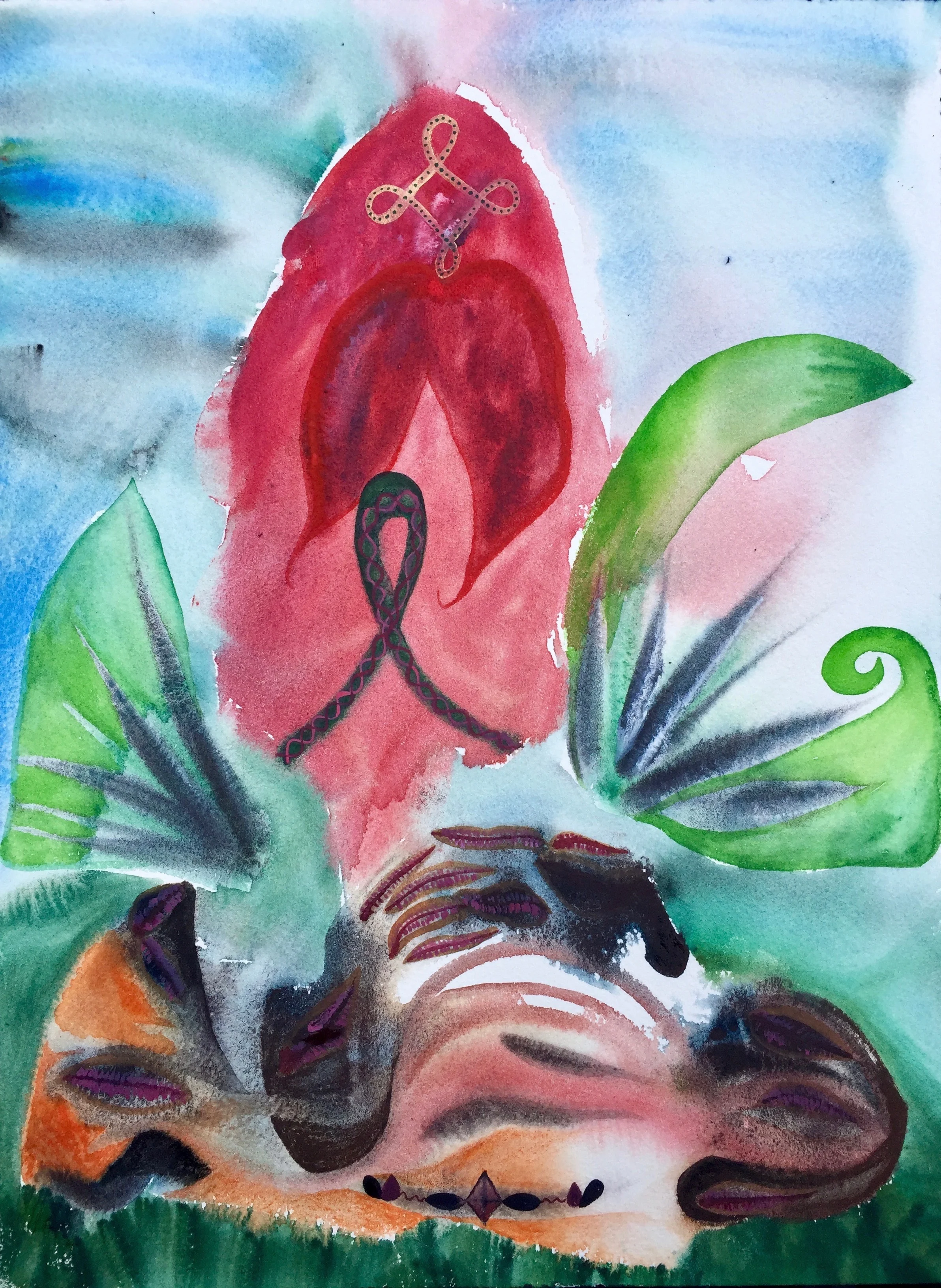 Rosebud, watercolor on paper, 9 x 12 inches