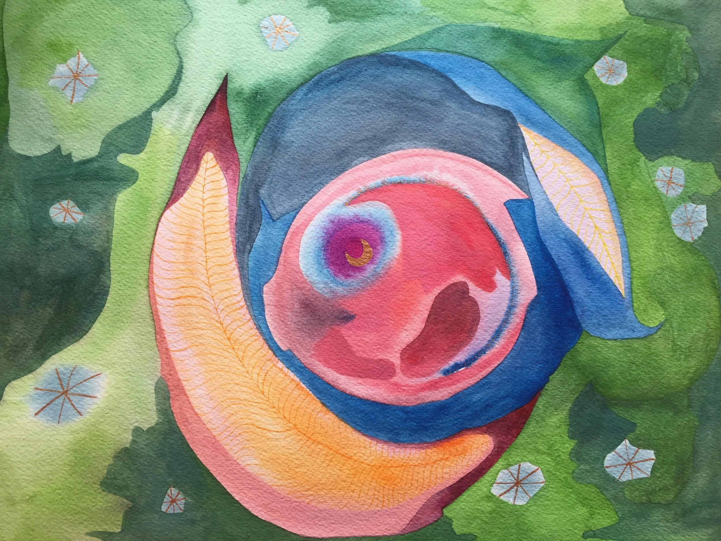 Womb Jam , watercolor on paper, 9 x 12 inches