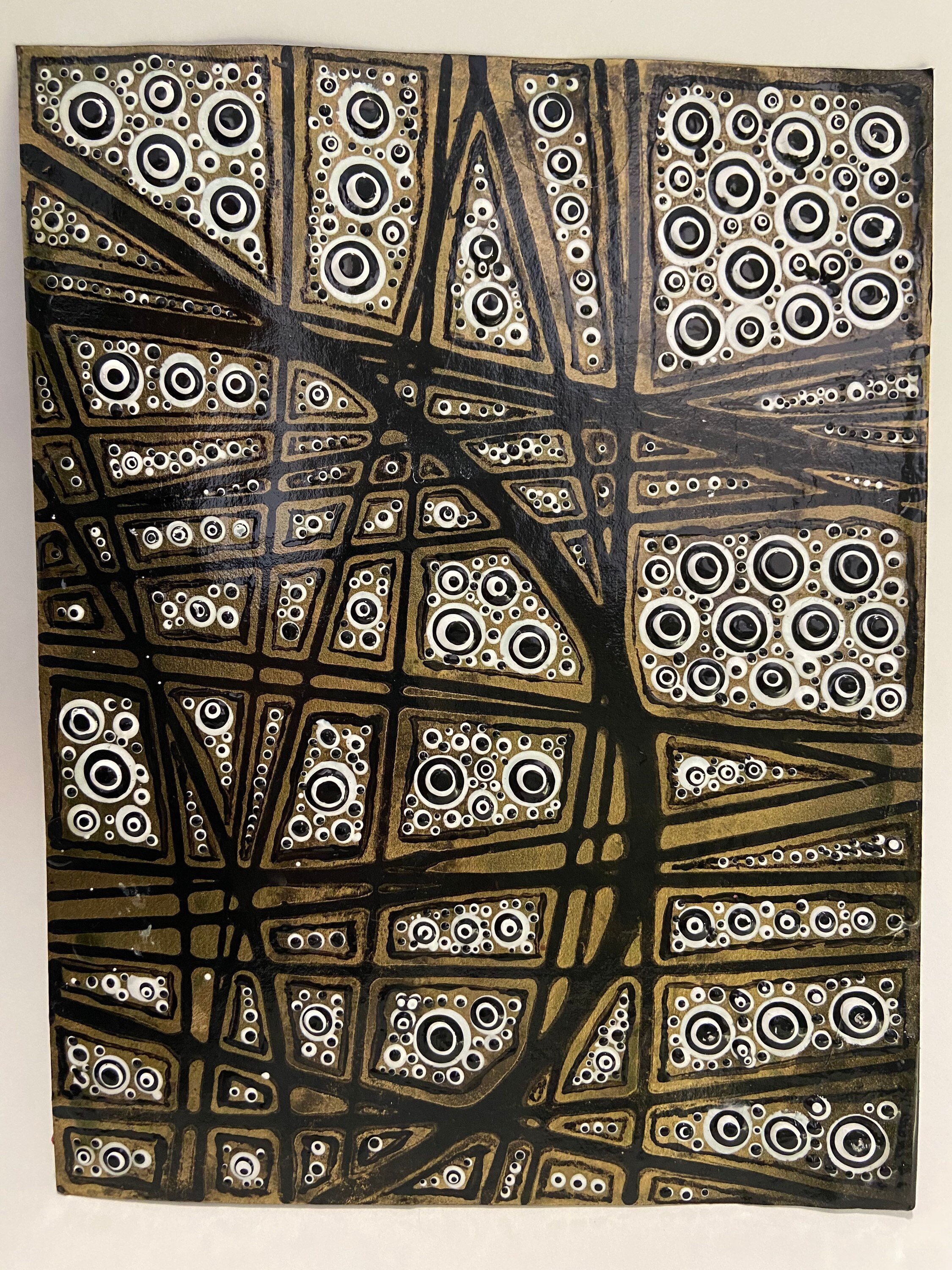 Gold and black with black and white dots | Abstract Painting Unframed Original Artwork