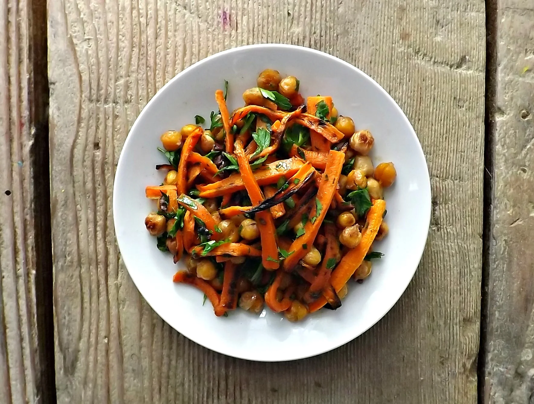 roasted carrots and chickpeas