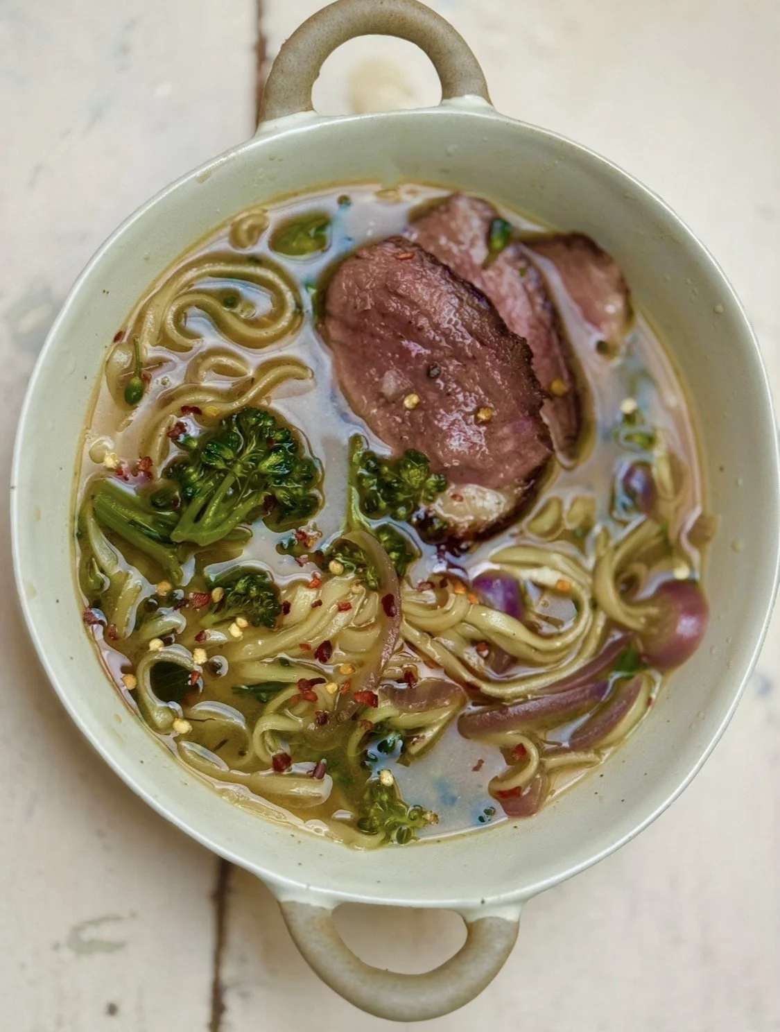Pho with House Made gluten free Noodles and Duck