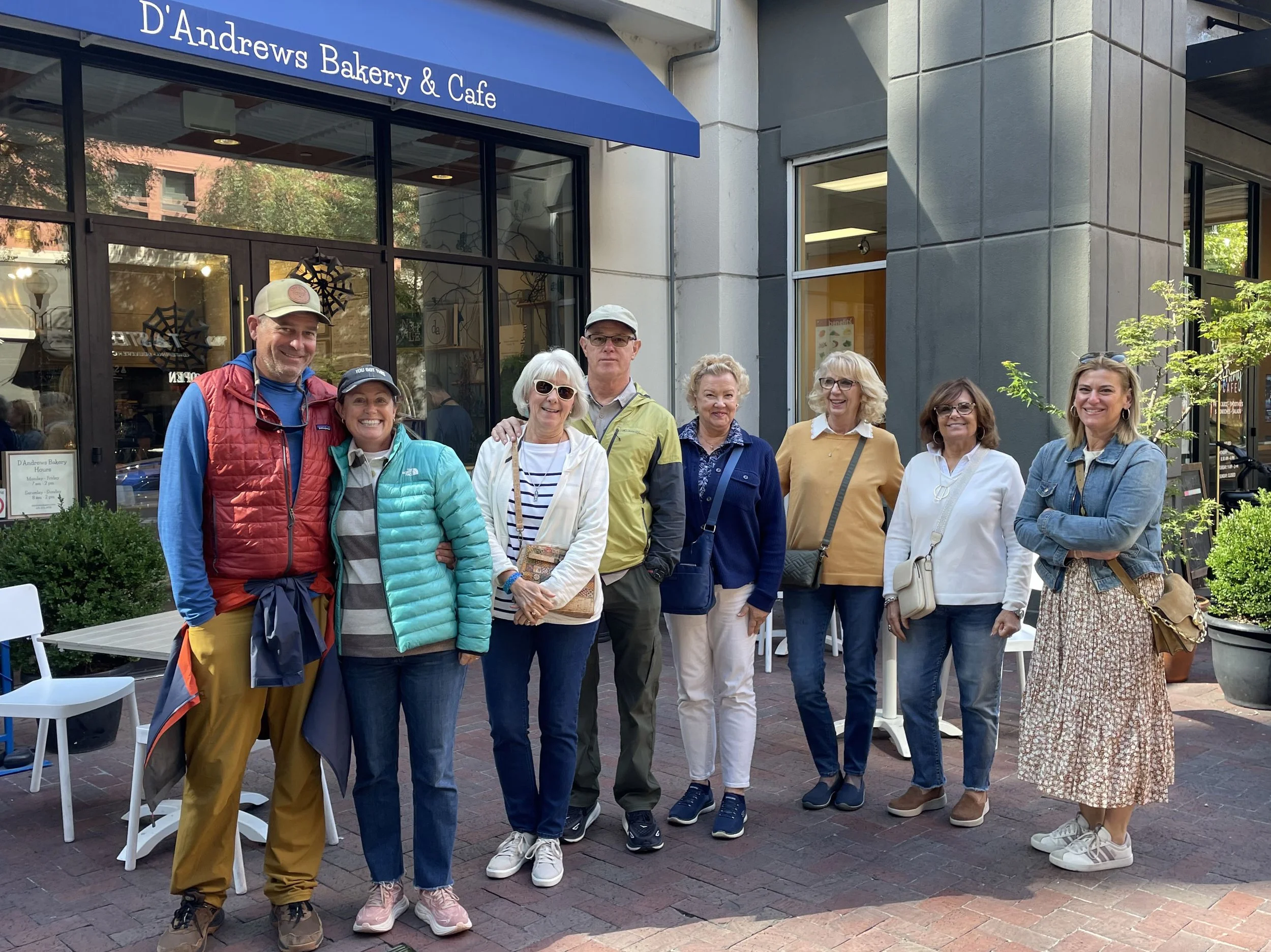 Walk Eat Nashville food tour guests outside D’Andrews Bakery & Café in downtown Nashville