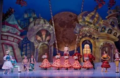 Dancers performing a scene from Nashville’s Nutcracker ballet on stage at TPAC Jackson Hall.