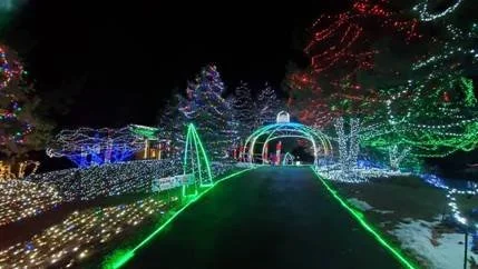 Drive-through holiday light displays at the FrankTown Festival of Lights in Franklin, Tennessee.