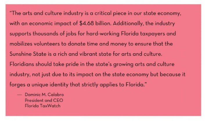 FLORIDA 4.68 billion impact in arts and culture! ❤️ But we lit the fuse!