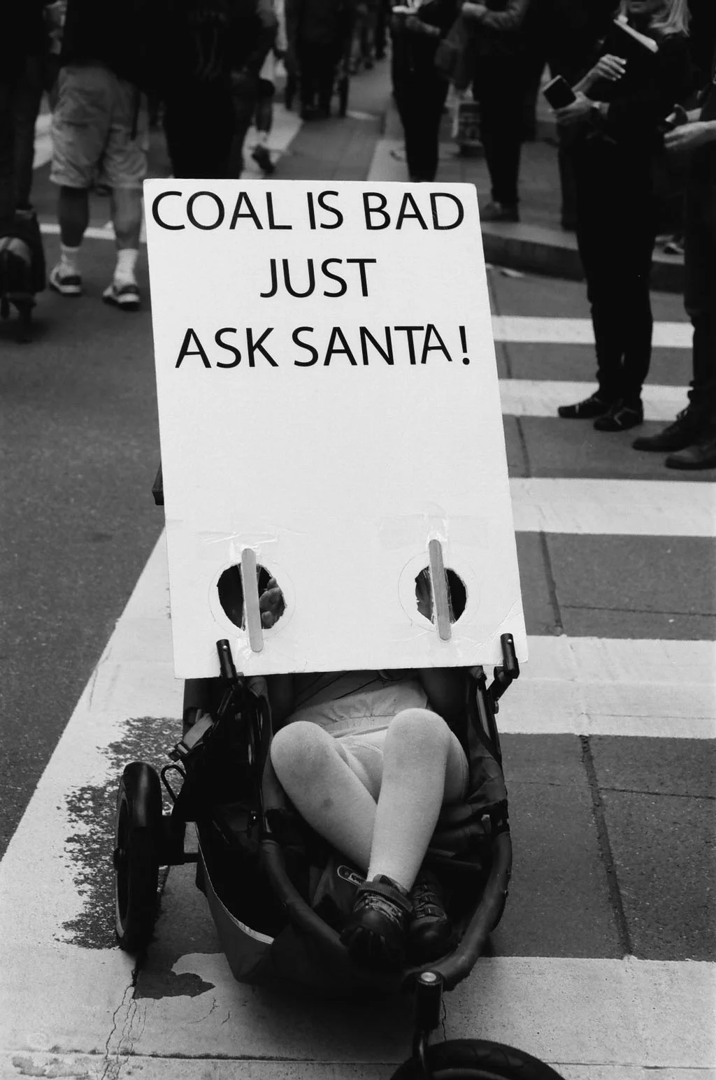 "Coal is bad Just ask Santa" during the Science March, San Francisco, California, 2017