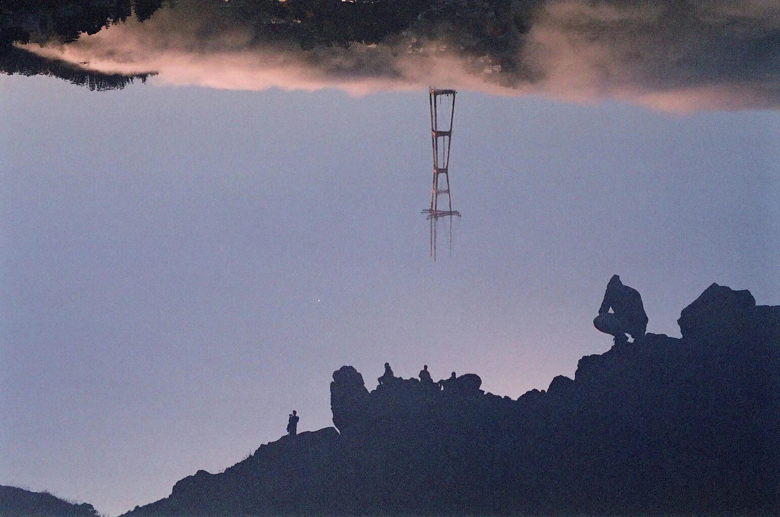Double exposure at the Bernal hill, Bernal Heights, San Francisco, California, 2016