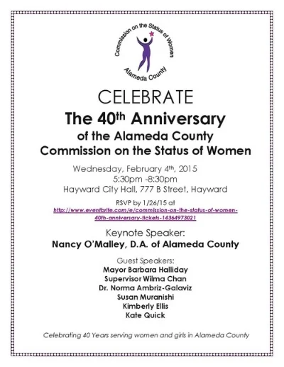 SUCCESS: 40th Anniversary Of The Alameda County Commission On The Status Of Women!