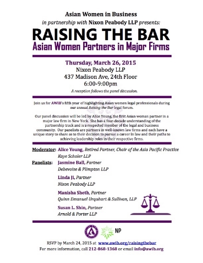 Raising the Bar: Asian Women Partners in Major Firms