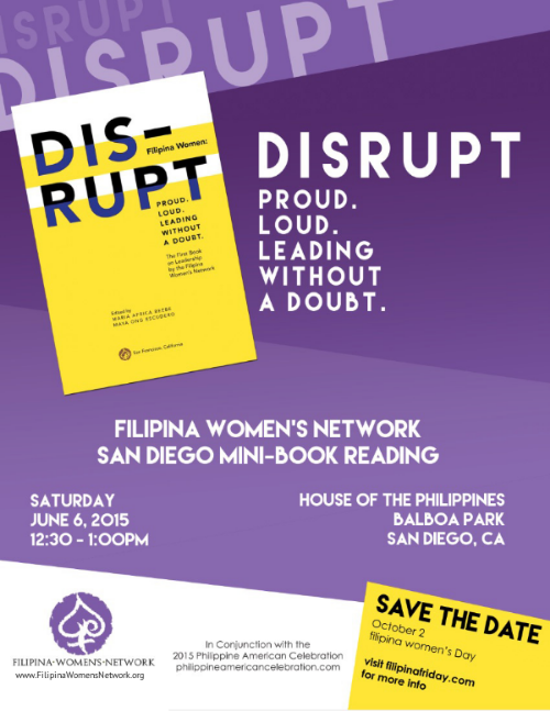 CALLING SAN DIEGO: June 6 "Disrupt" Book Reading @ House of the Philippines