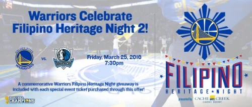 Golden State Warriors Vs Dallas Mavericks: Filipino Heritage Night 2, March 25th
