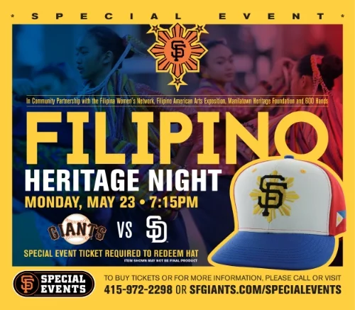 Tickets on sale now! SF Giants take on the SD Padres for Filipino Heritage Night on May 23rd