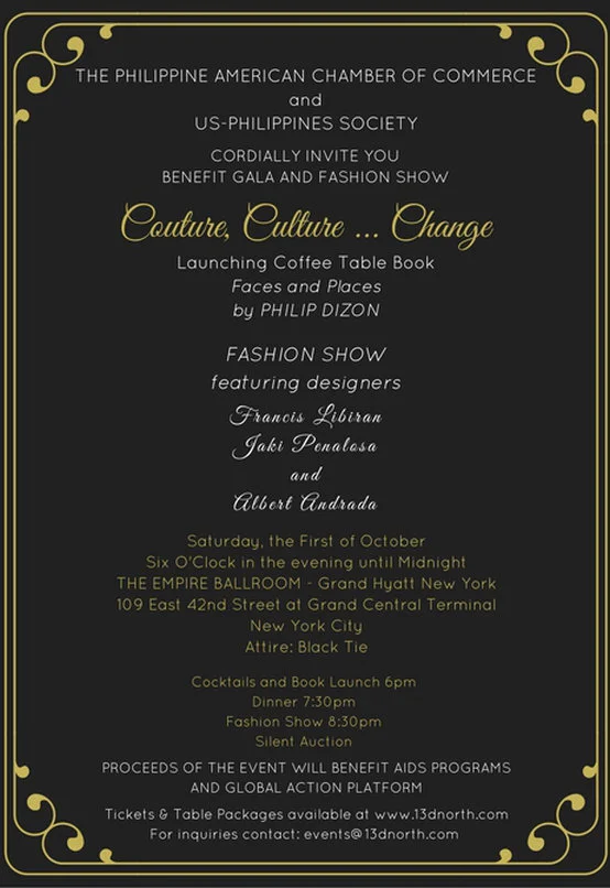 Couture, Culture ... Change A Benefit Gala and New York Fashion Show Featuring Francis Libiran, Jaki Penalosa and Albert Andrada