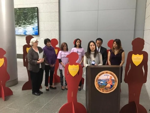 Supervisor Katy Tang shares the strides that the SF Board of Supervisors have made to end violence against women at the Capitol Building, Oct. 17, 2016.