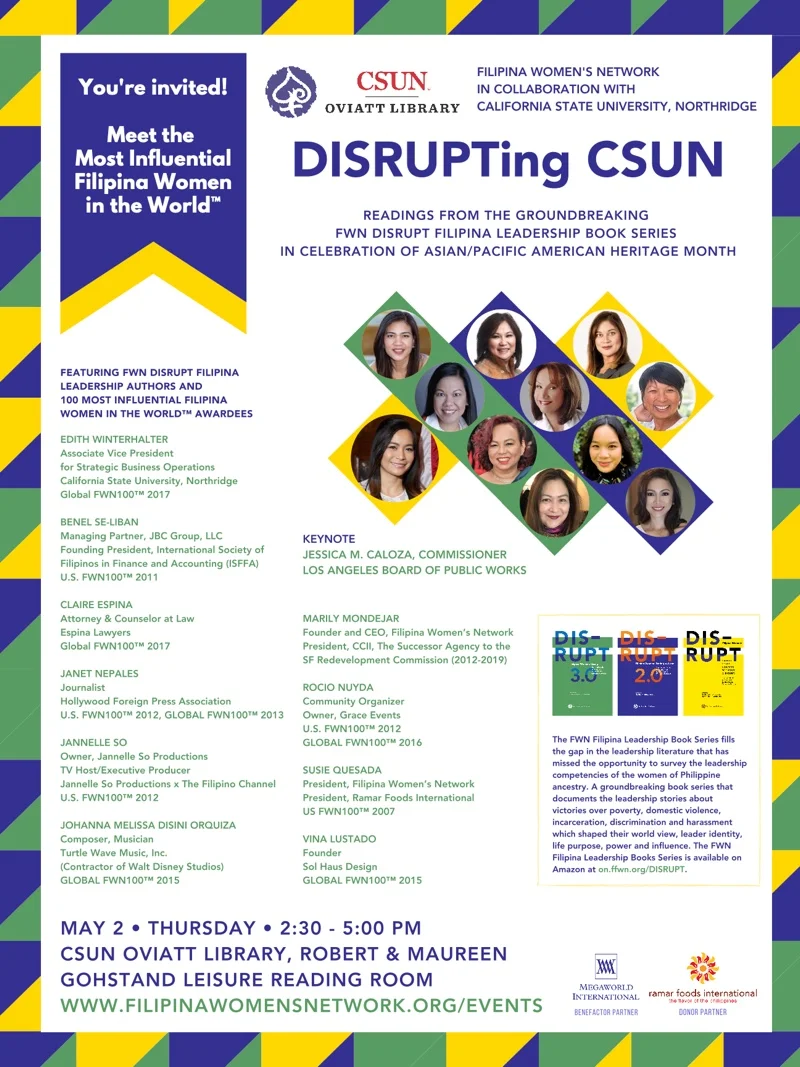 May 2— DISRUPTing CSUN: What She Said: Filipina Women Cracking Glass Ceilings