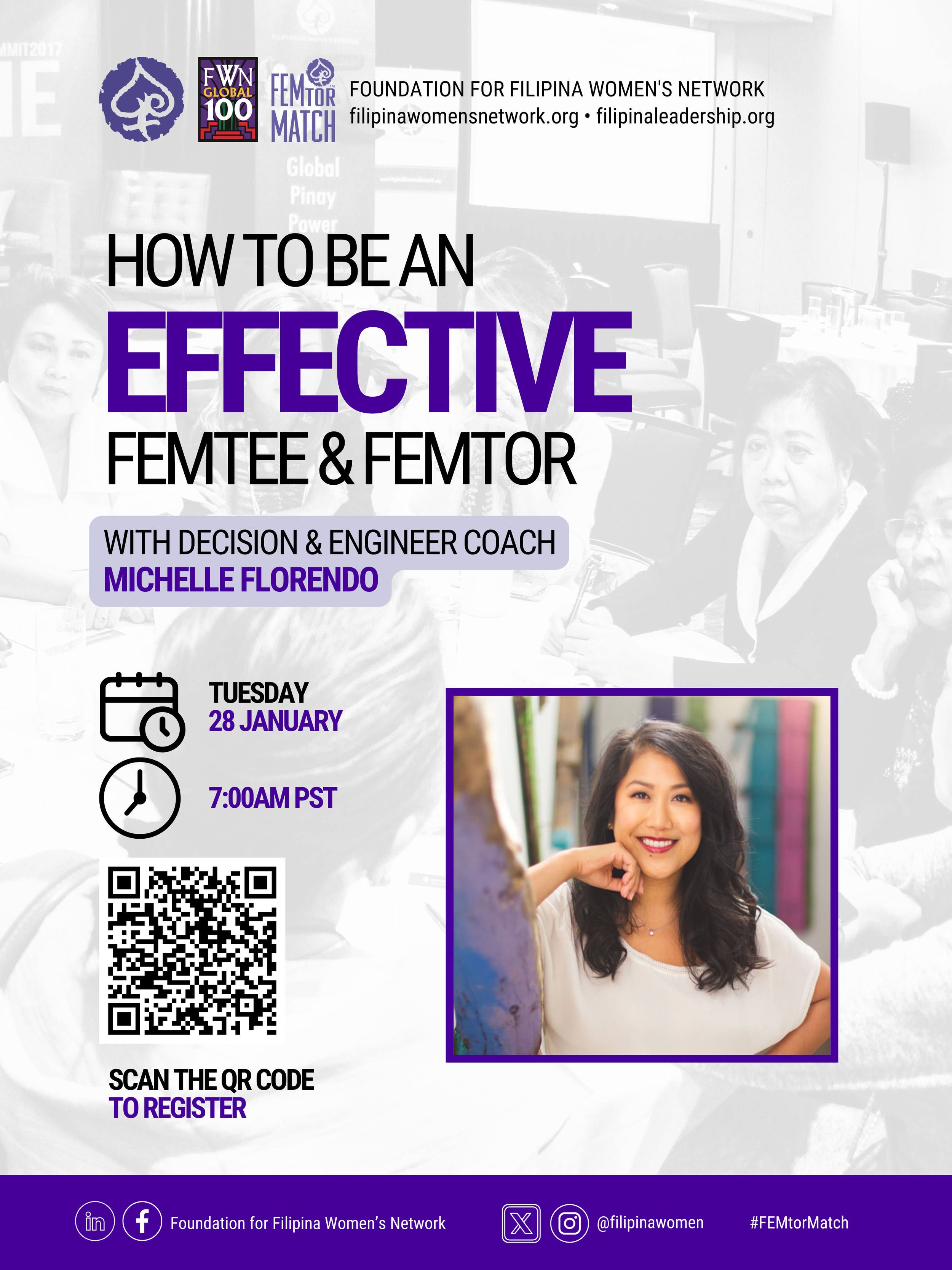 REGISTER BEFORE JAN 28: Becoming An Effective Femtor (Career Coach) and Femtee with Michelle Florendo, Decision Engineer,(Global FWN100™ 2015)