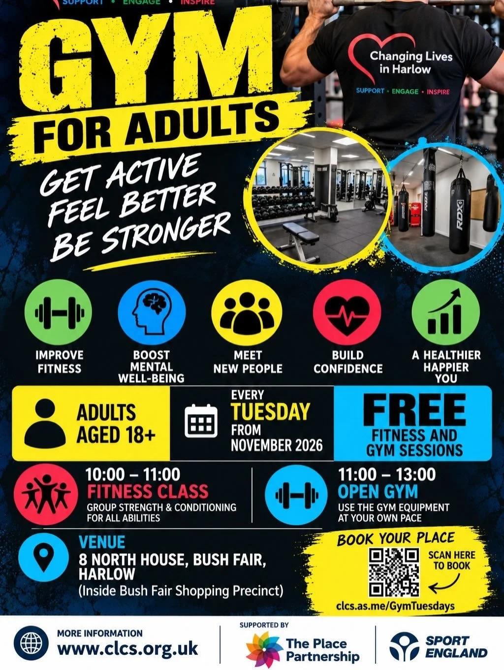 💪 FREE COMMUNITY GYM &amp; FITNESS SESSIONS IN HARLOW! 💪

Looking to get active, improve your fitness and meet new people? 🏋️&zwj;♀️

Changing Lives Community Services, supported by The Place Partnership and Sport England, is offering FREE fitness