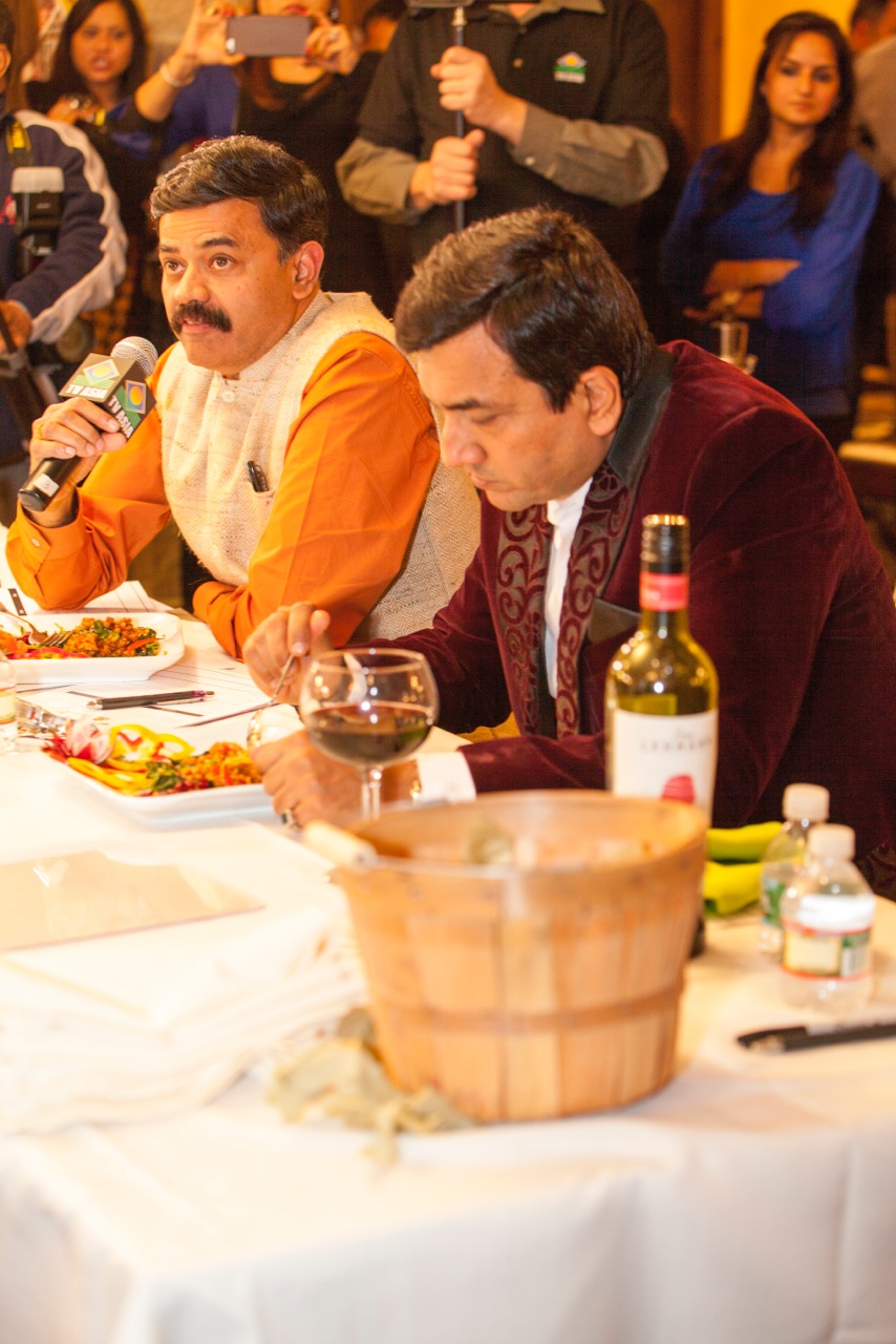 Co-judging at the Varli Cookoff in NY with Chef Sanjeev Kapoor