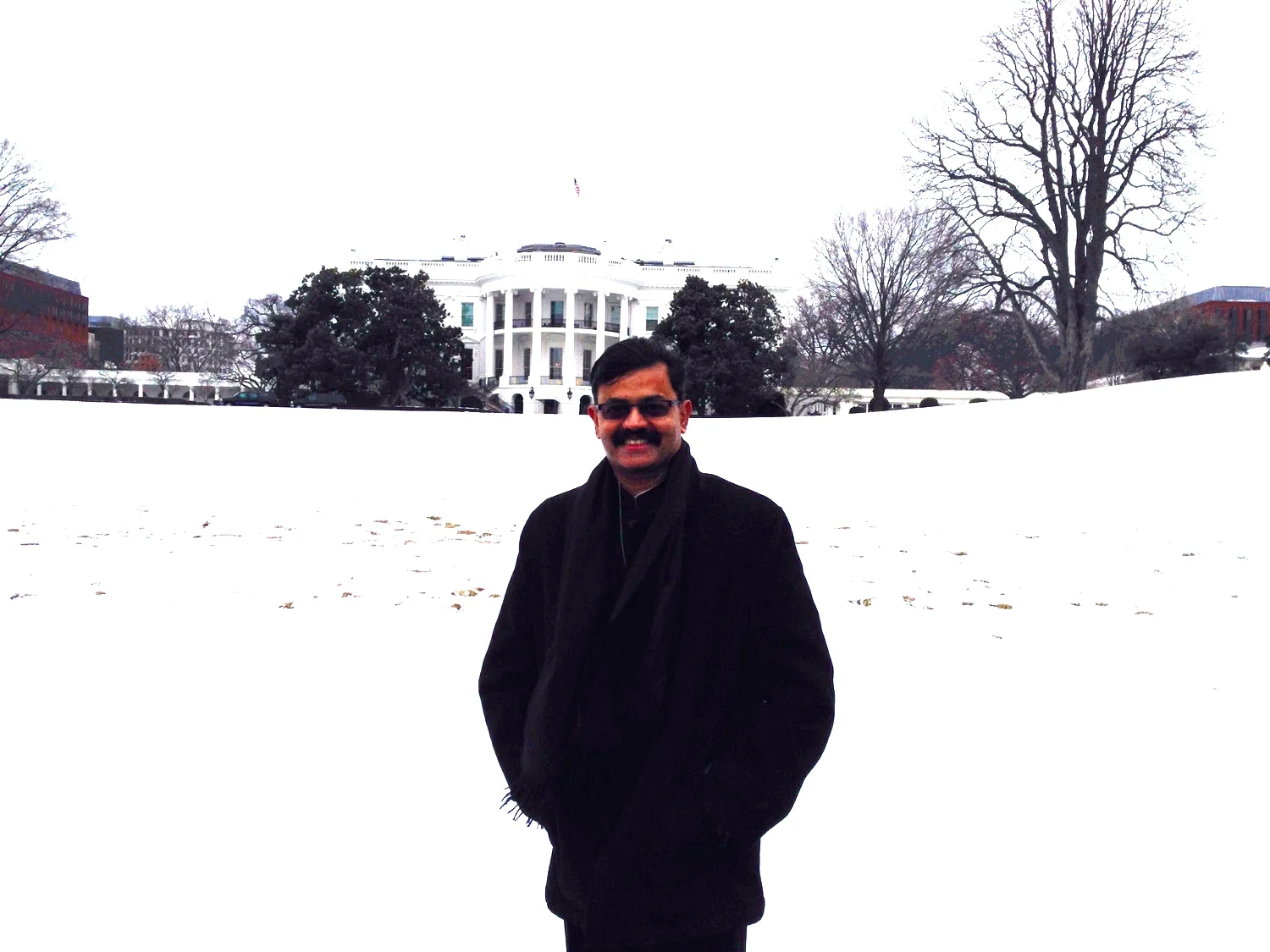 At the White house on a snowy day 2012
