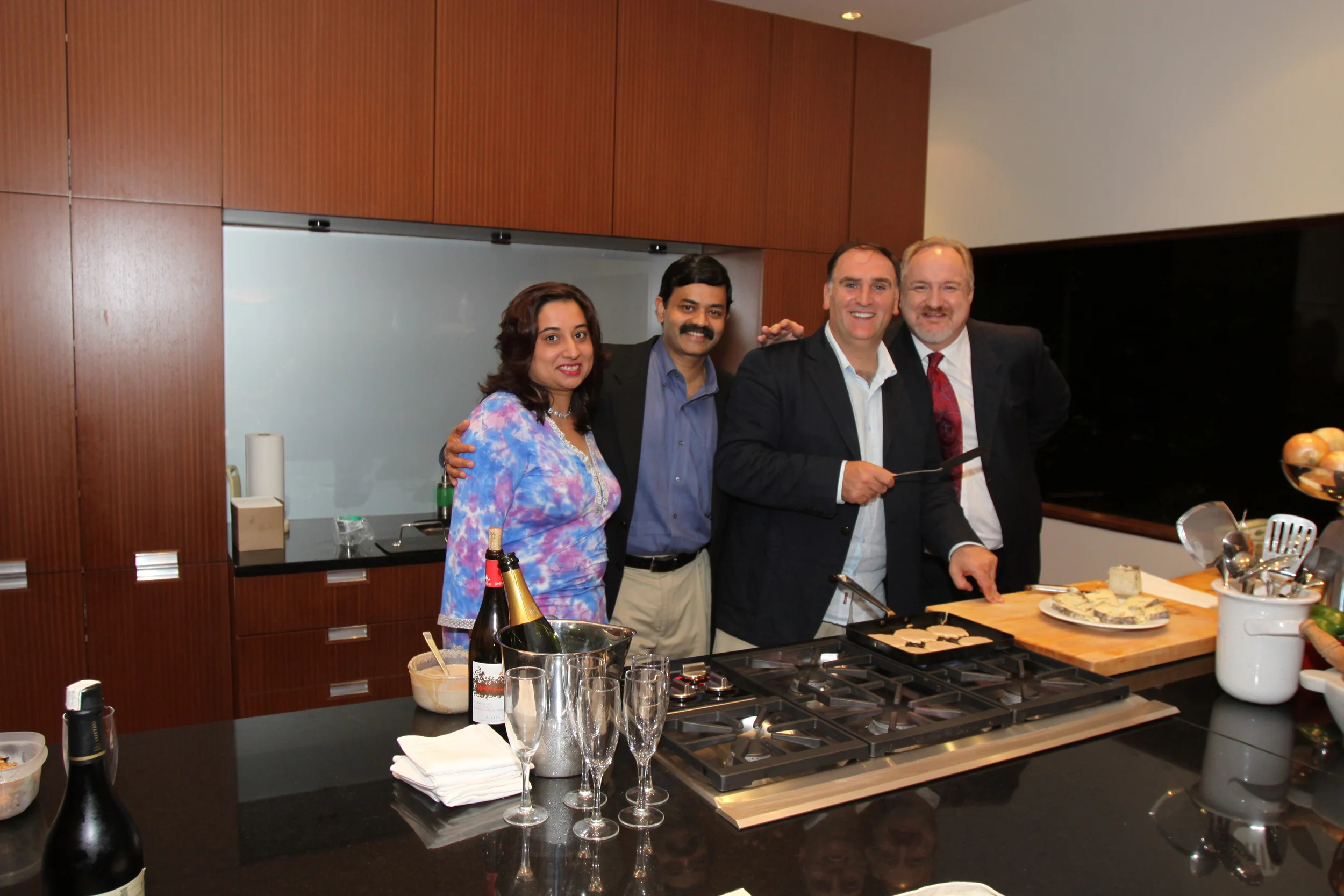 At Chef Jose Andres's residence with Monica Bhide and Chef Art Smith