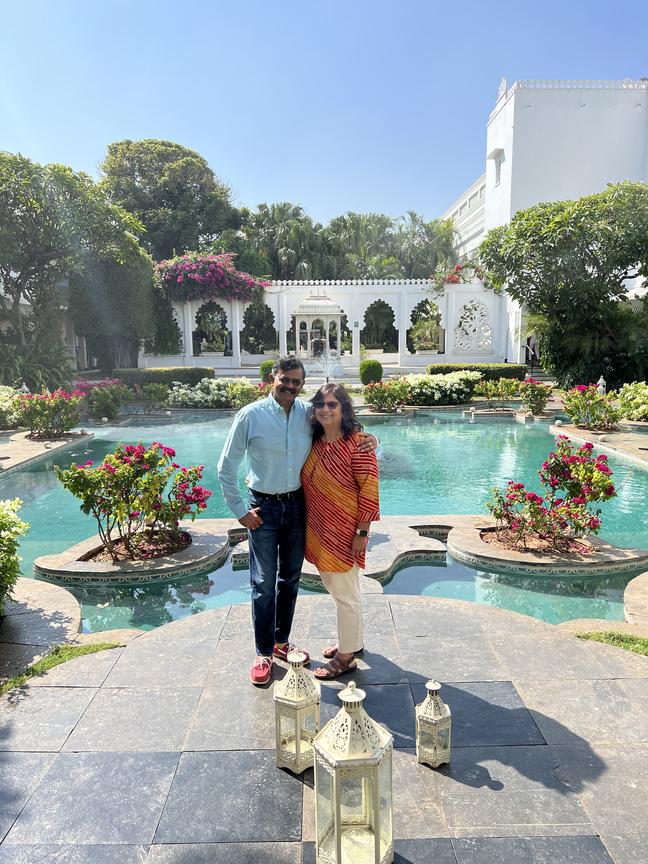 Chef K.N.Vinod and his wife Nisha Vinod at the Taj Lake Palace, Udaipur, India