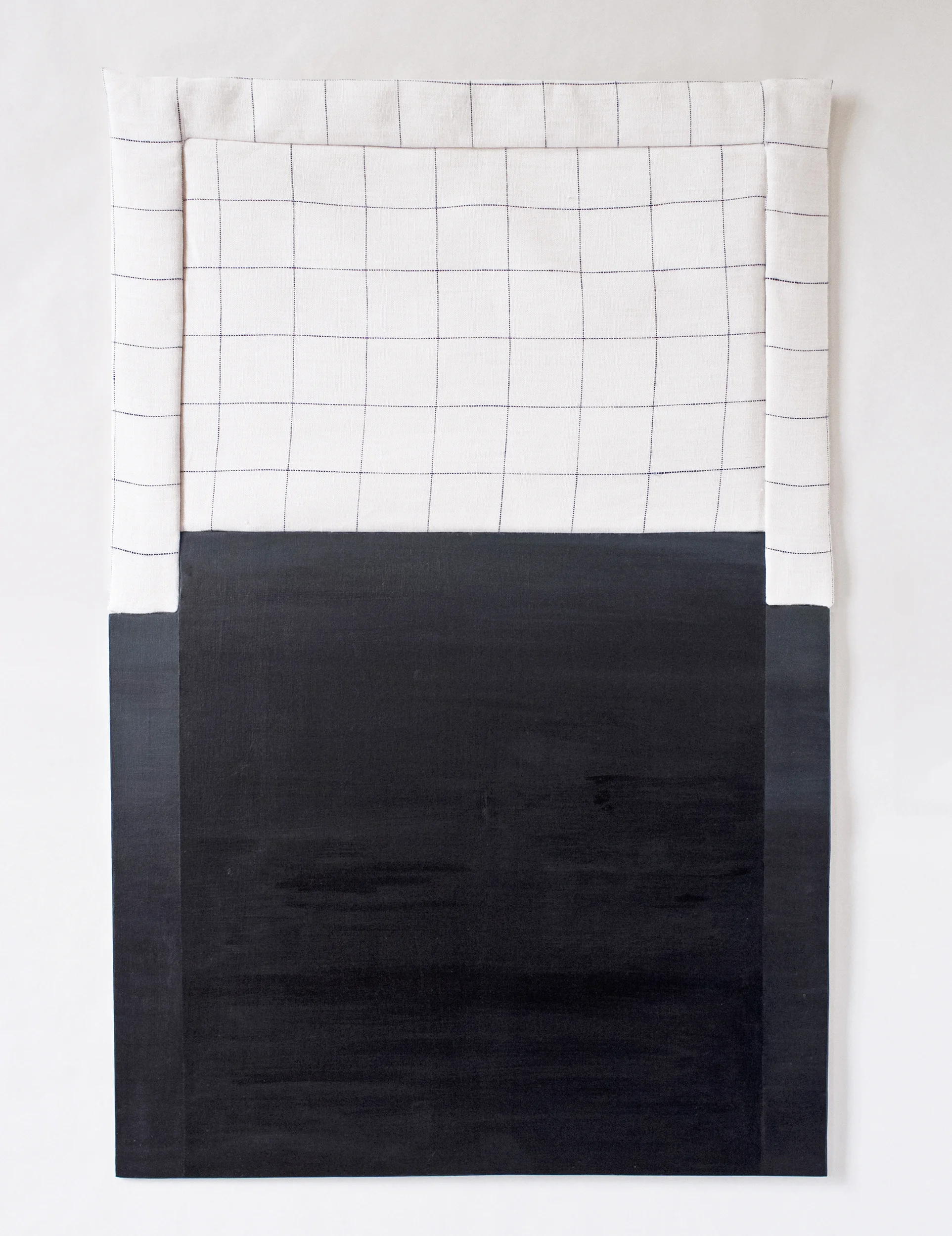 Acclimation 2016 Acrylic on panel, found fabric 12x24in