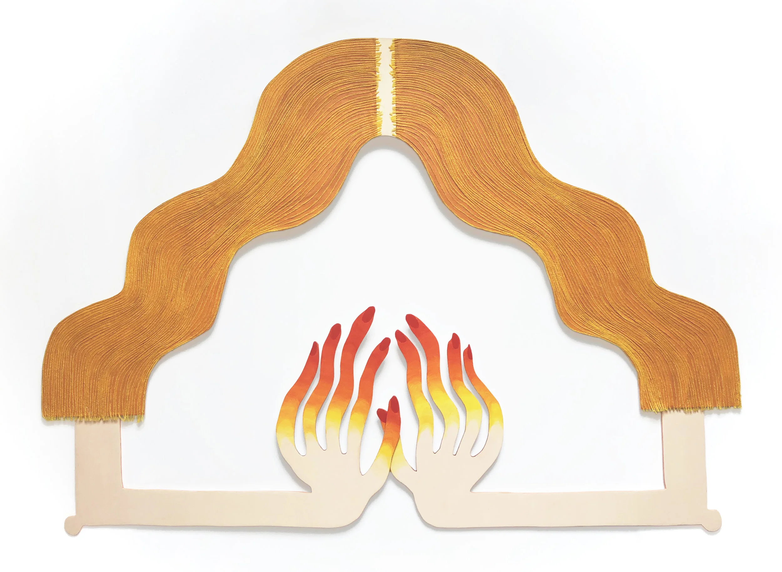 Hearth 2018 Yarn, acrylic on wood panel 35 x 25 inches