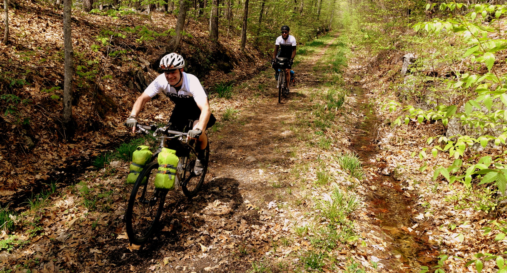 The 250-Mile Bikepacking Division: The leaders - Matt O'Keefe and Brad Smith - with only 50-miles to go.
