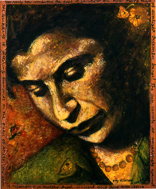 Etty Hillesum, 1999, 31 x 26, acrylic and mixed media on wood panel, Sold