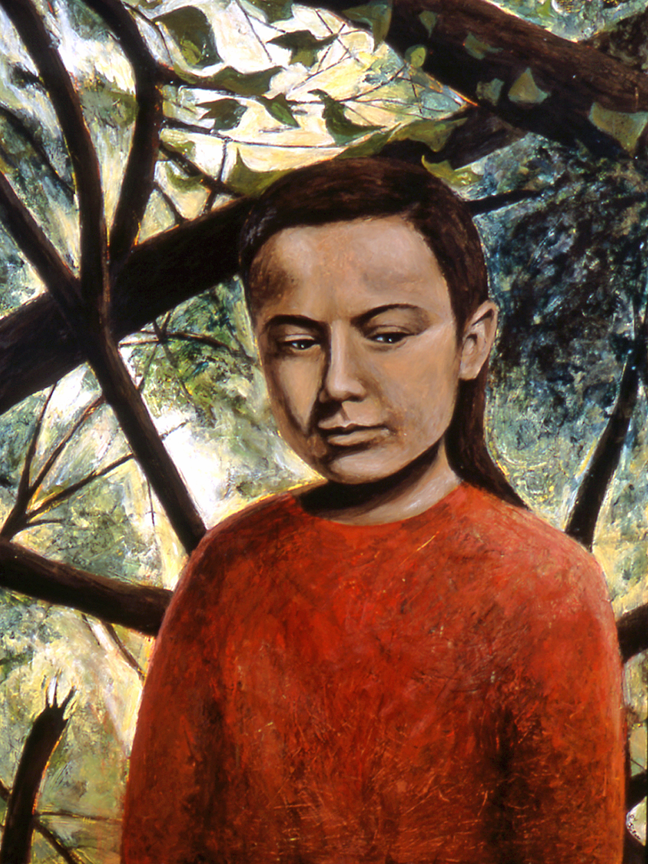 Girl in the Woods, 2004, 47 ½ x 36, oil and acrylic on wood panel, NFS