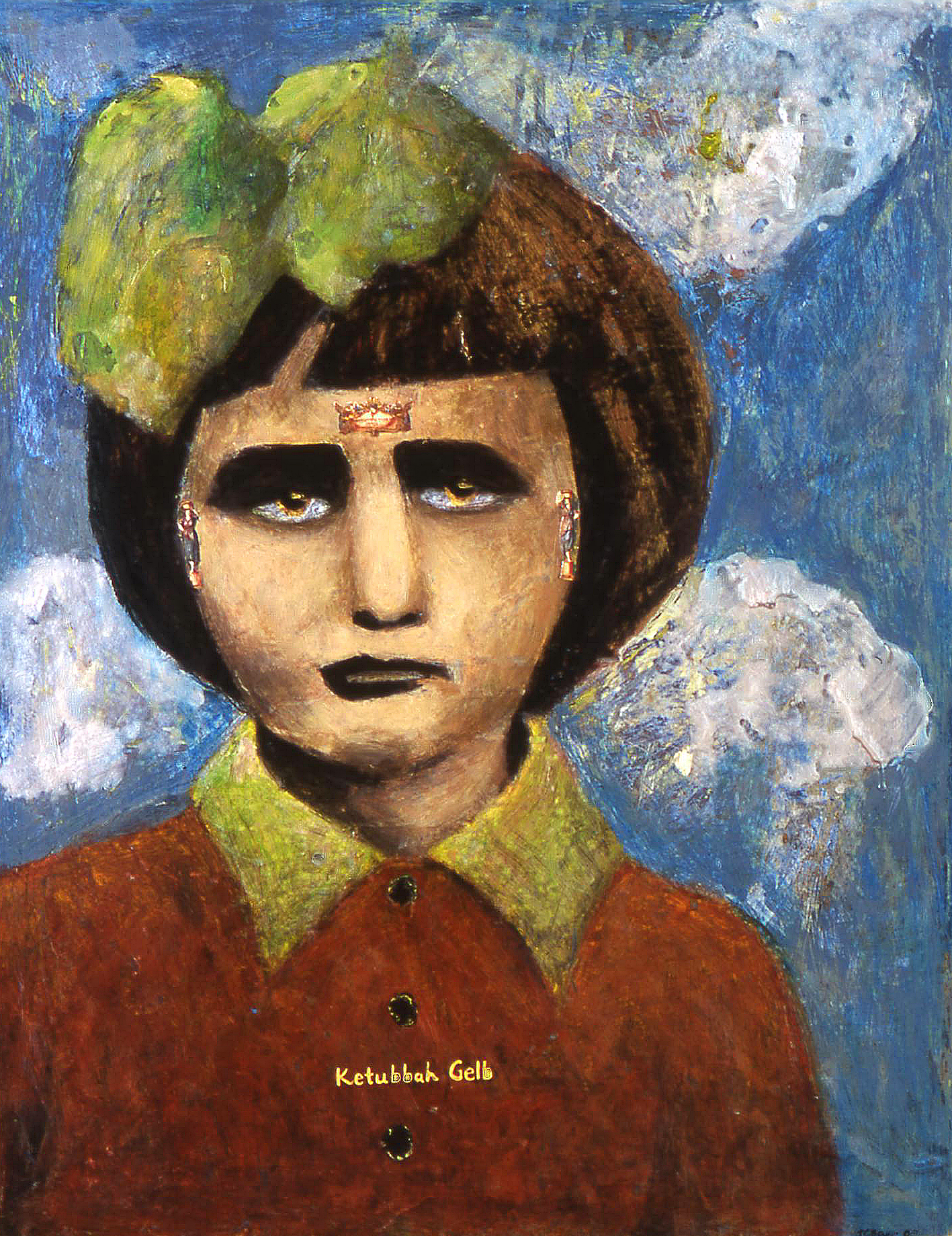 Ketubbah Gelb, 2000, 31 x 25, mixed media on wood panel, Sold