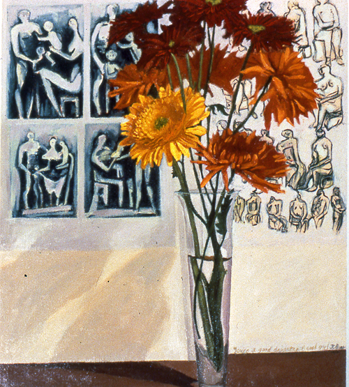 Moore Studies and Mums, 1991 oil on canvas, 24 x 18, sold