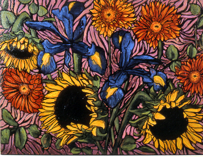 Sunflowers Copper, 1996, oil on canvas, sold