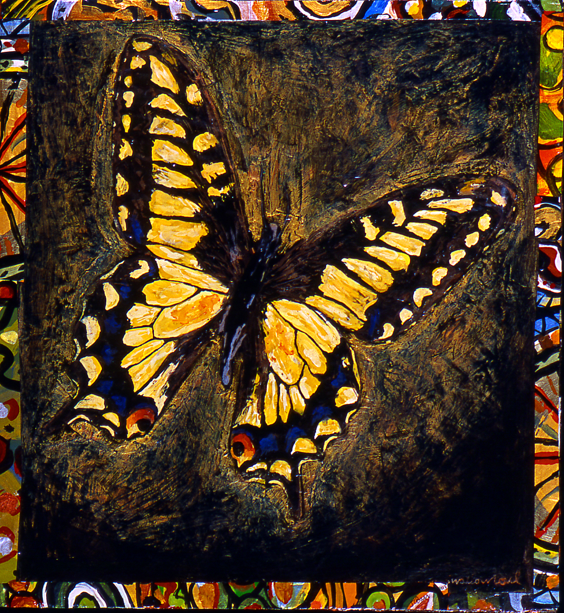 Anise Swallowtail, 2003, 12 ¼ x 11 ½, mixed media gouache on wood panel, $500