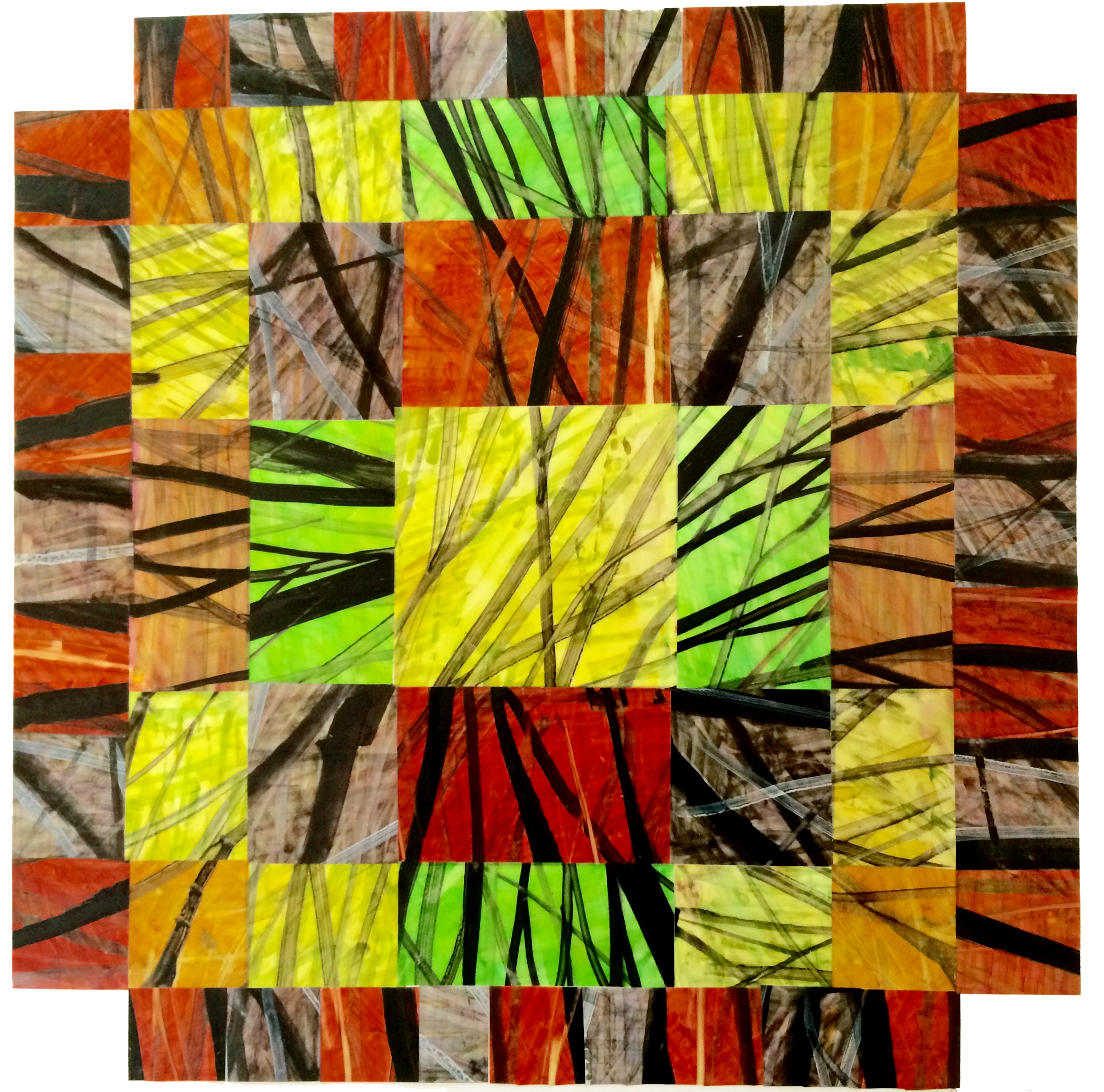 Red Green Concentric Quilt, 2015, marker on vellum, $200 framed