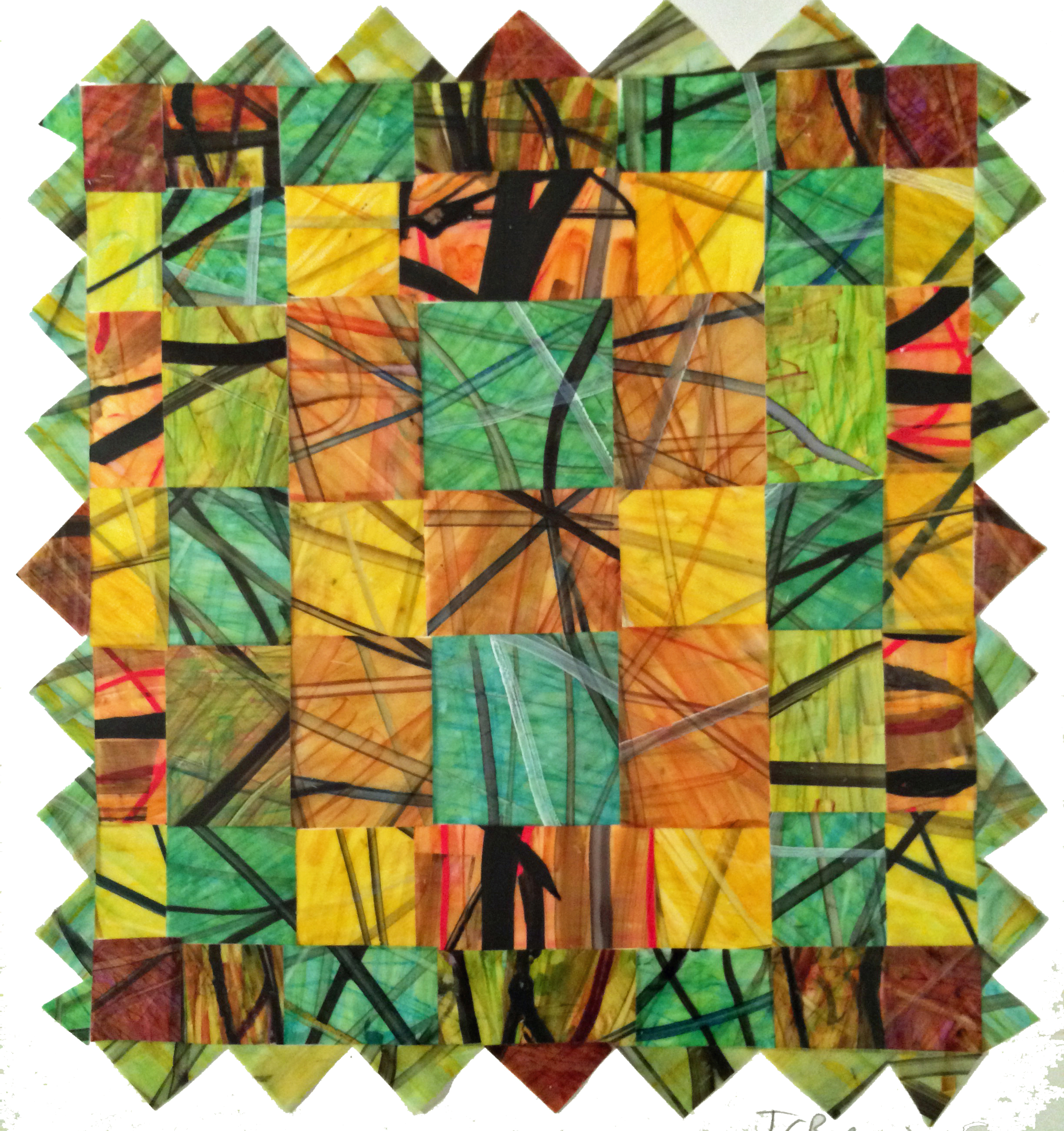 Scalloped Green Quilt, 2015, marker on vellum, $200 framed