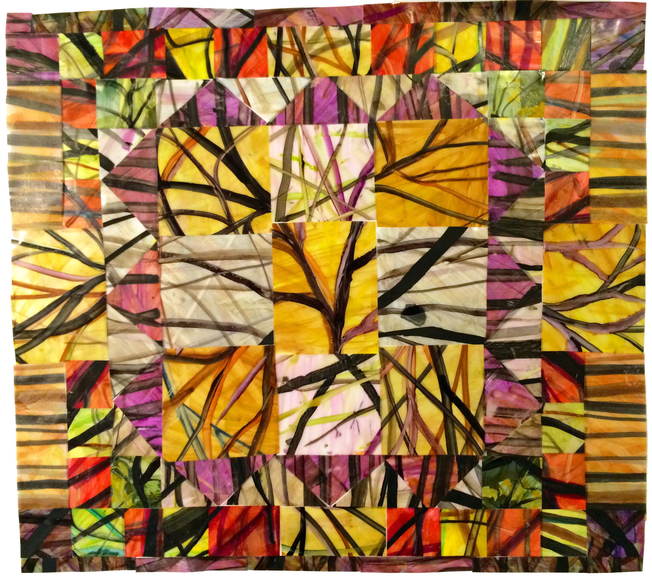 Yellow Pink Quilt,  2015, marker on vellum, $200 framed