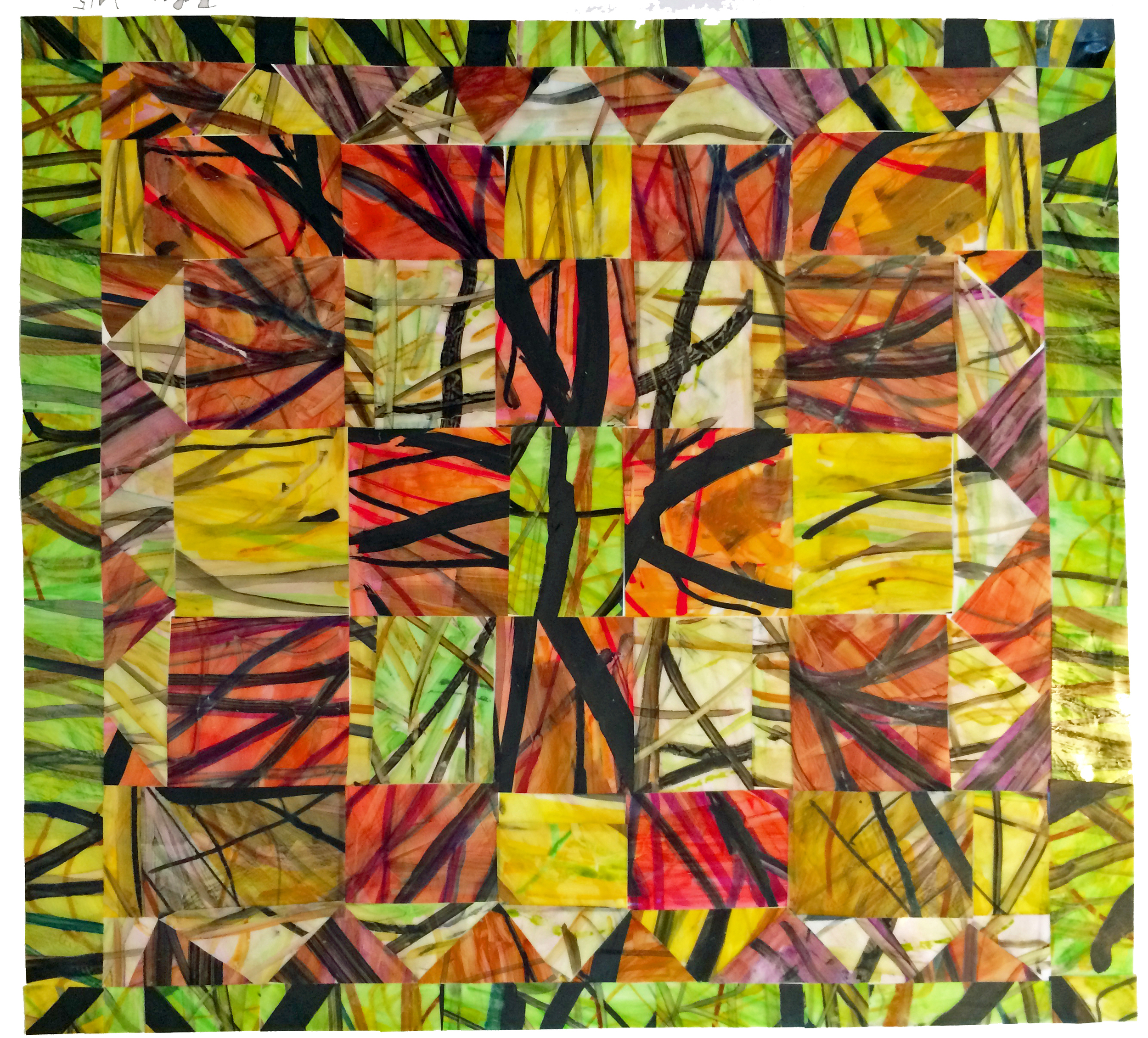 Green Outside Rectangle Quilt, 2015, marker on vellum, $200 framed