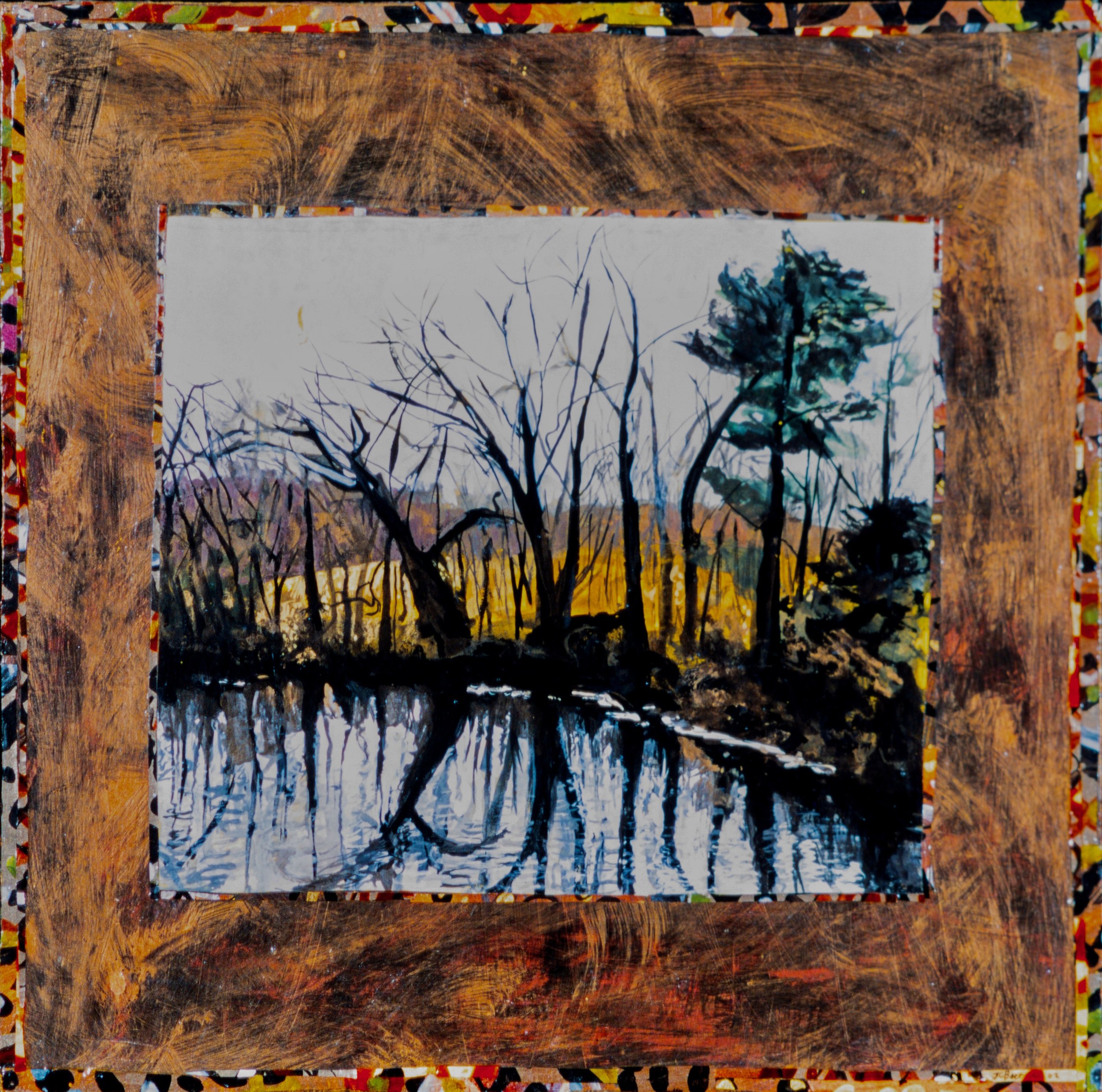 Charles River Peninsula, 2002, 16 x 16, gouache and acrylic on wood panel, NFS