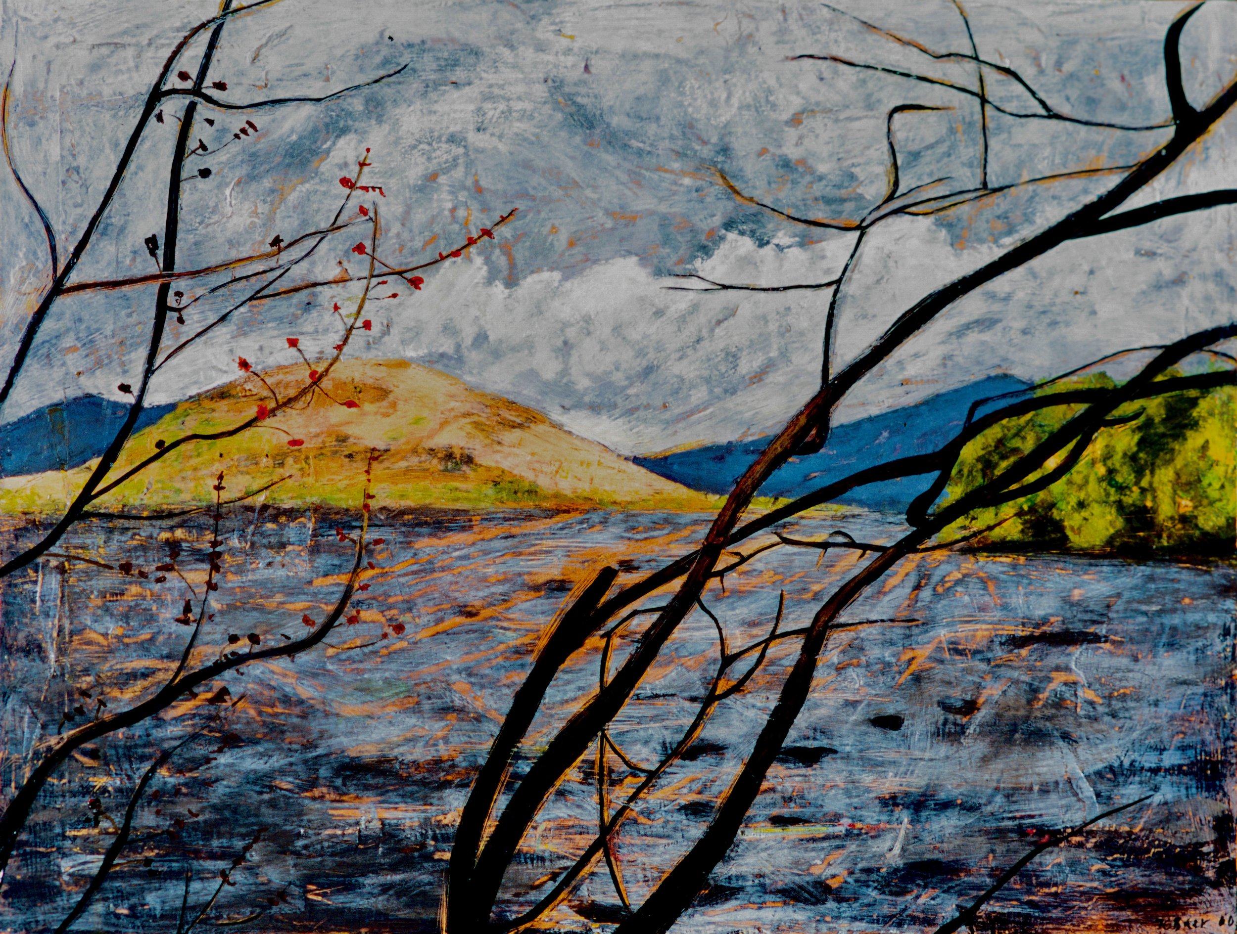 Lake George Narrows, NY, 2000, 22 ½ x 30, acrylic on wood, $2000