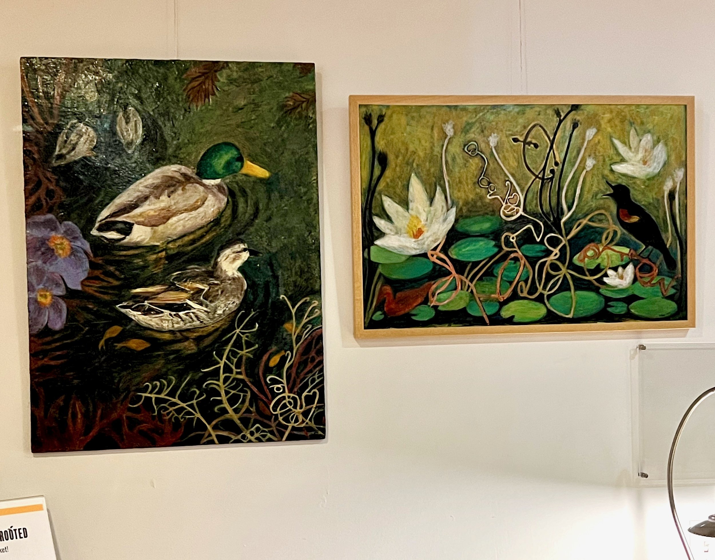 Nature Paintings, Arts at the Armory, Somerville, MA 2022, Mallard and Red-Winged Blackbird