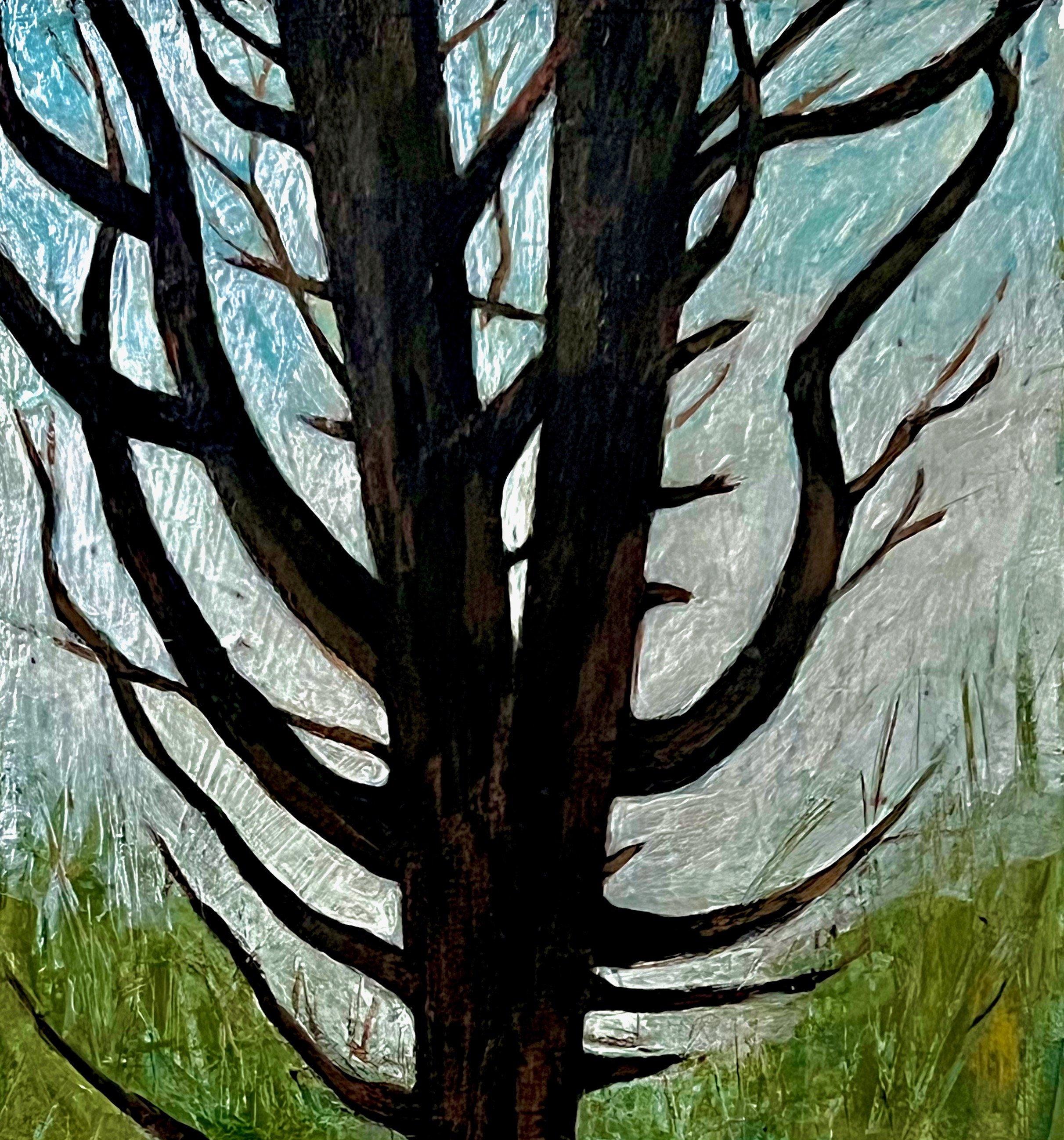 Grieving Tree, 2023, acrylic on Arches paper, 12x12”, $700 framed