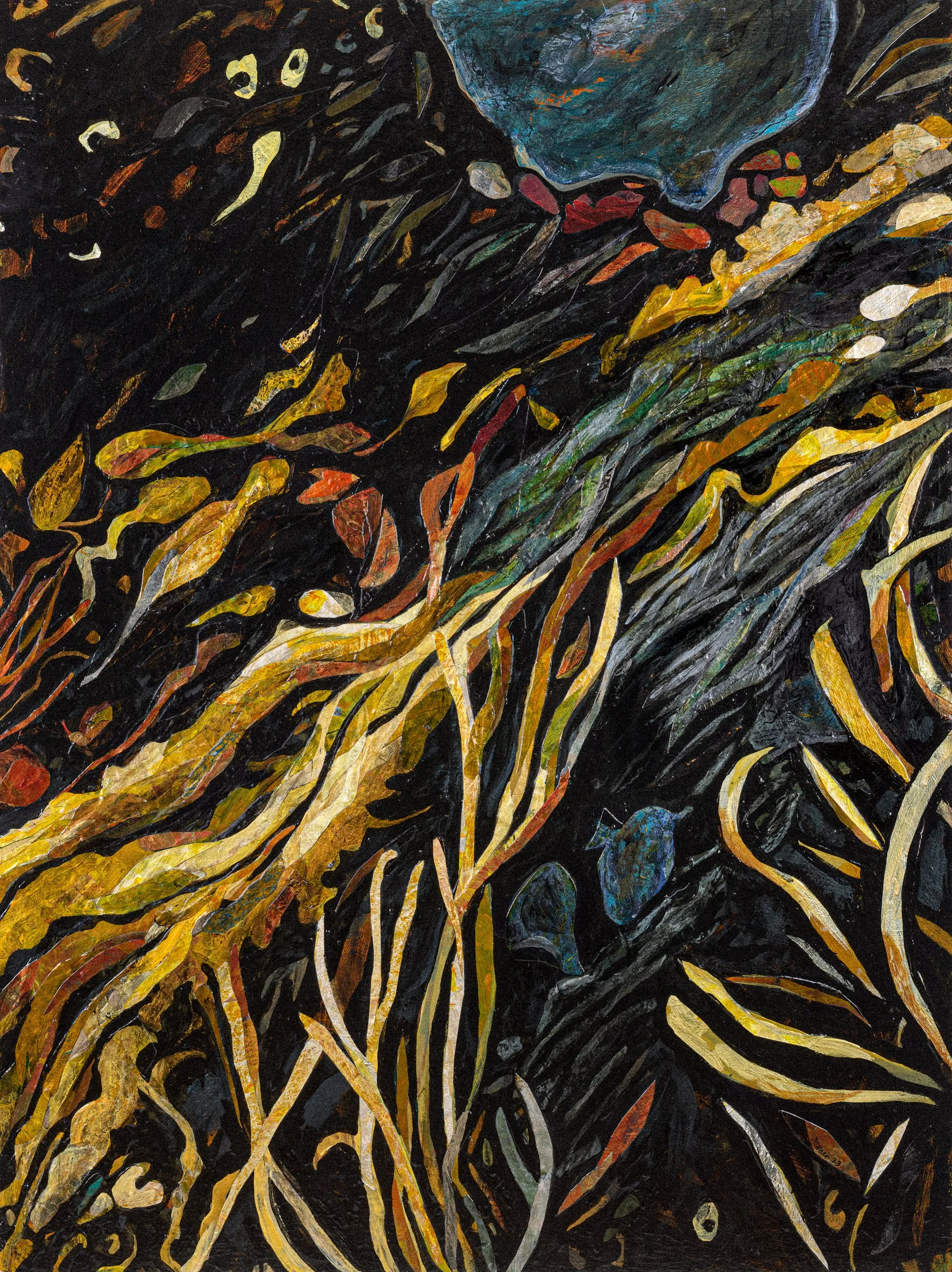 Atlantic Tidepool, 2023, Mixed media on wood panel, 48x36x1”, $5000