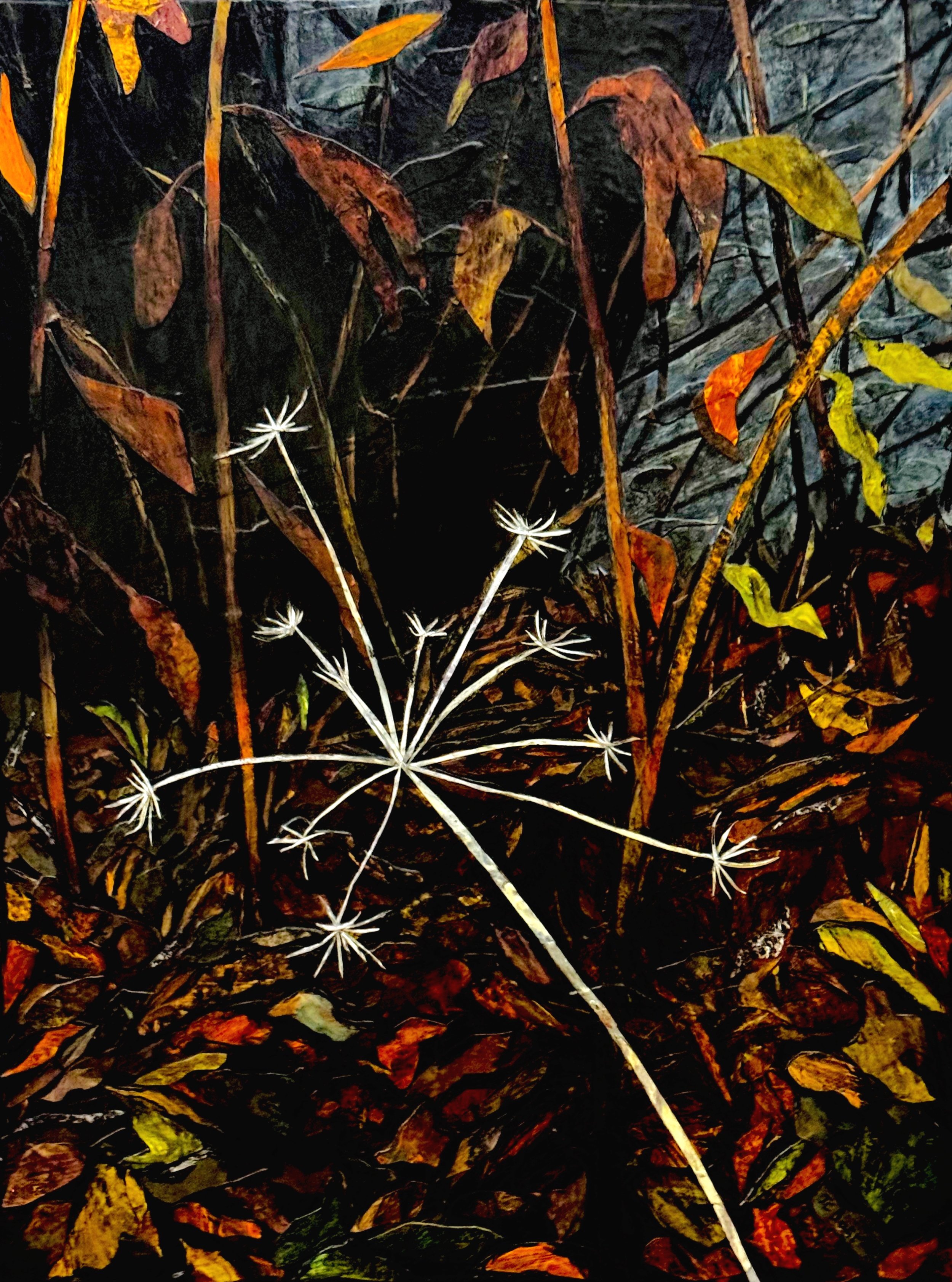 November Golden Alexander (Zizia aurea), 2024, Mixed media on Arches paper, 30x22”, $1800