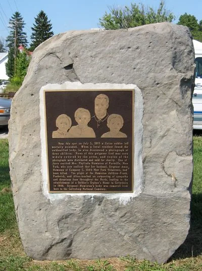 A monument to Humiston and his story stands on Stratton Street in Gettysburg, near the spot he was killed.