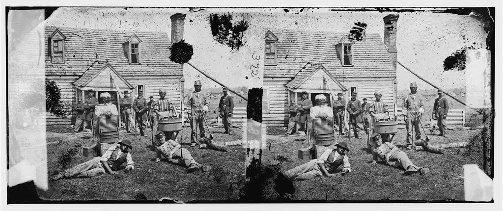A group of "contrabands" at Yorktown. Library of Congress.