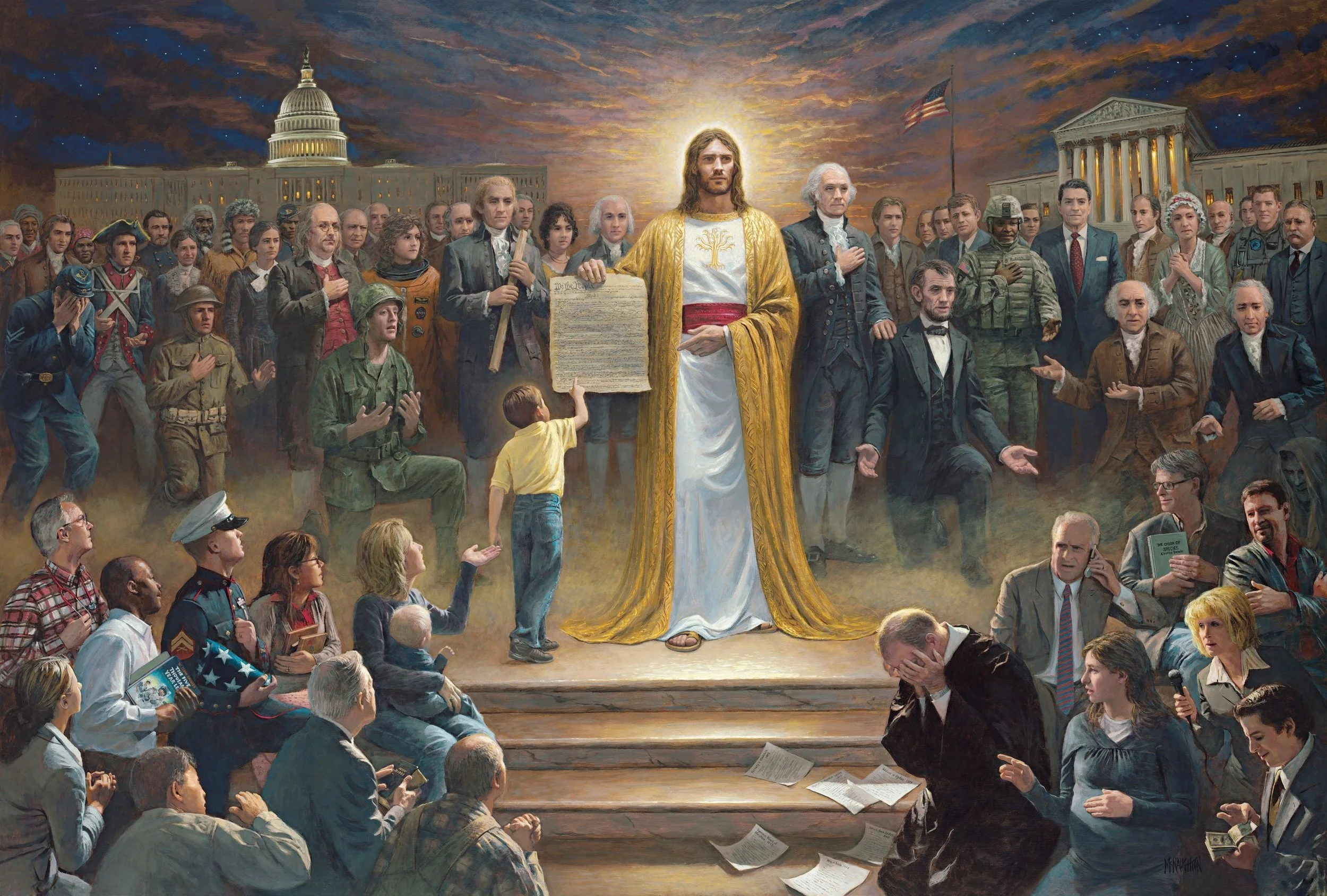 Esta es probablemente la mejor pintura del universo. http://jonmcnaughton.com/one-nation-under-god/