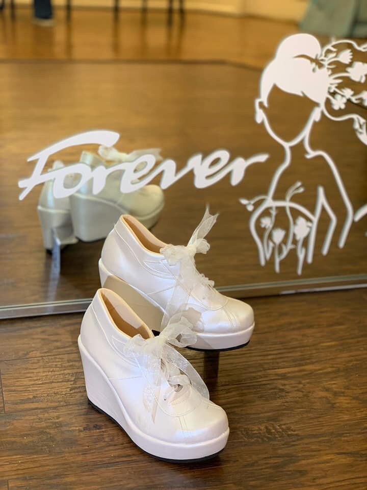 Bridal Wedge Platform Tennis Shoes — Forever After: Bridal Dresses &  Uniforms in Laredo, TX