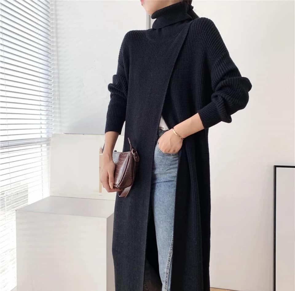 Comaba Mens Oversized Mock Neck Long-Sleeve Knitted Pullover Solid Sweater Comaba Mens Oversized Mock Neck Long-Sleeve Knitted Pullover Solid Sweater