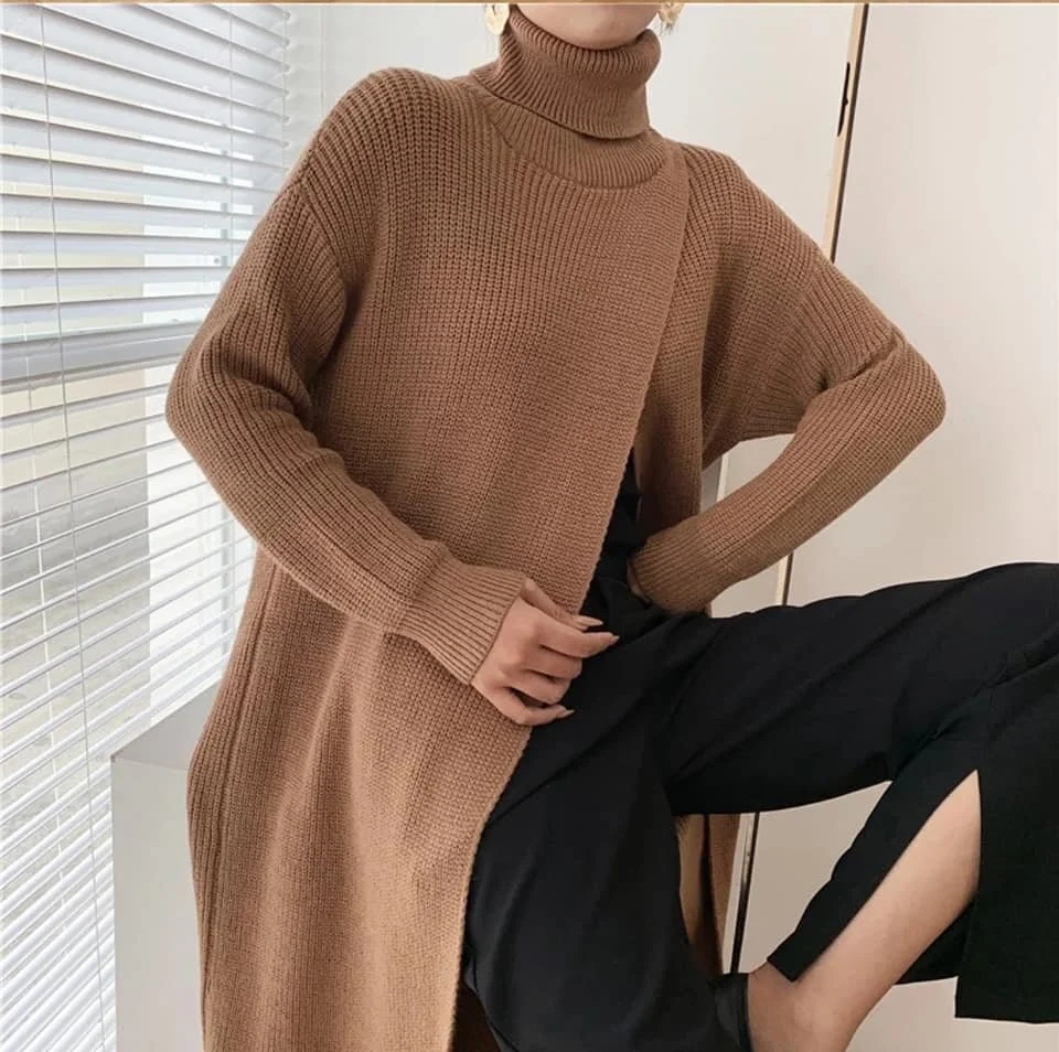 Vent Long Knitting Sweater Loose Fit 